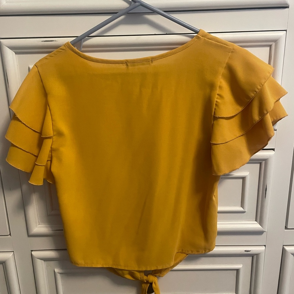 **Buy 4 Get 1 Free. $5 times only!  Flutter Sleeve Ruffled Blouse - Picture 3 of 3